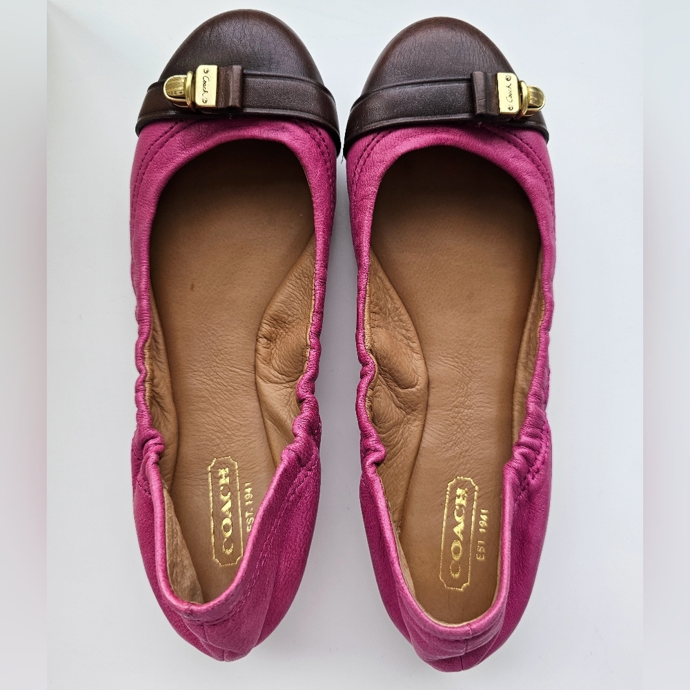 Coach Flat Shoes Magenta/Brown Color Size 6